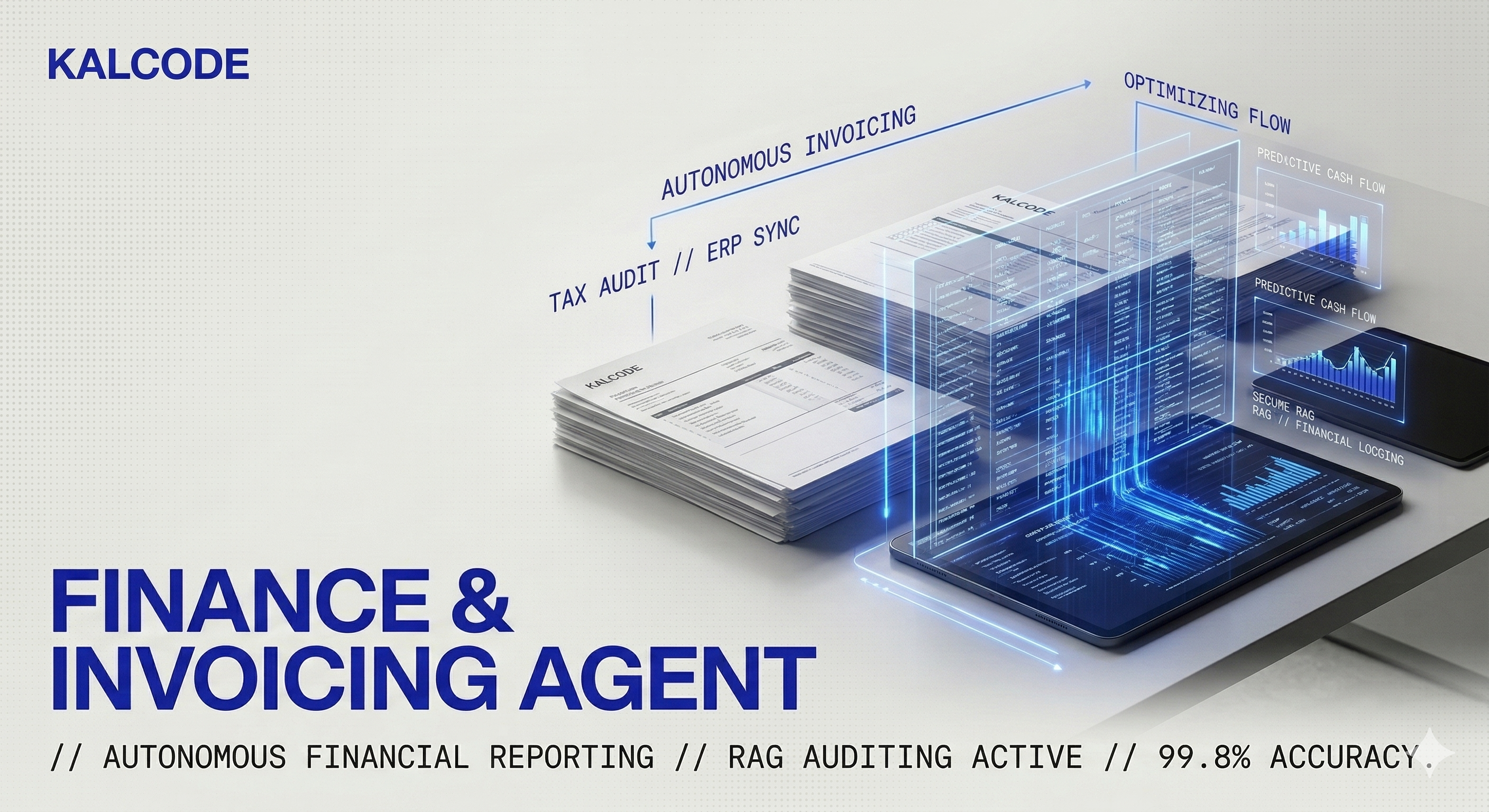 Finance AI Agent by KALCODE performing autonomous invoicing and RAG financial auditing for UK and UAE compliance.