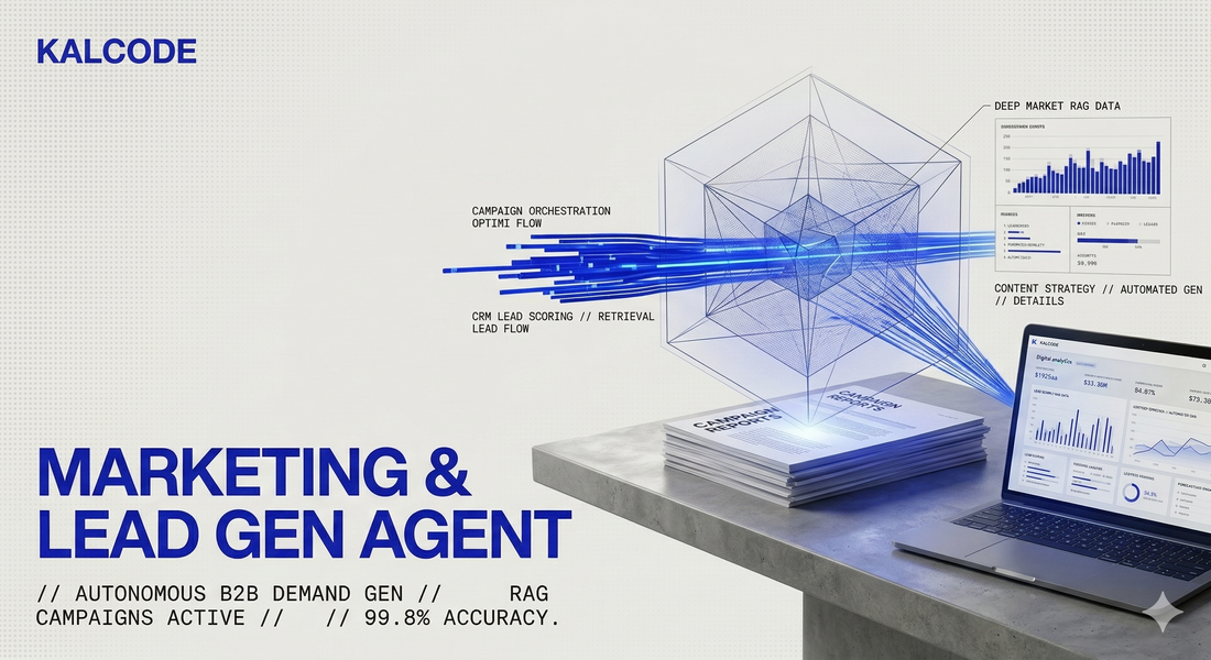 Marketing AI Agent visualizing B2B lead generation and campaign orchestration RAG logic for the UAE and UK markets.